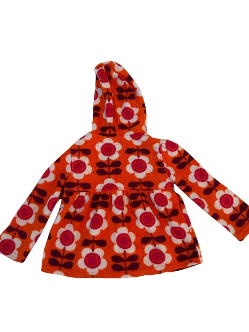 Old Navy Orange Floral Hooded Fleece Jacket Kids
